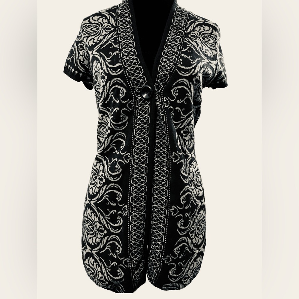 Style & Co. Black and Gray Sweater w/ Button Closure.